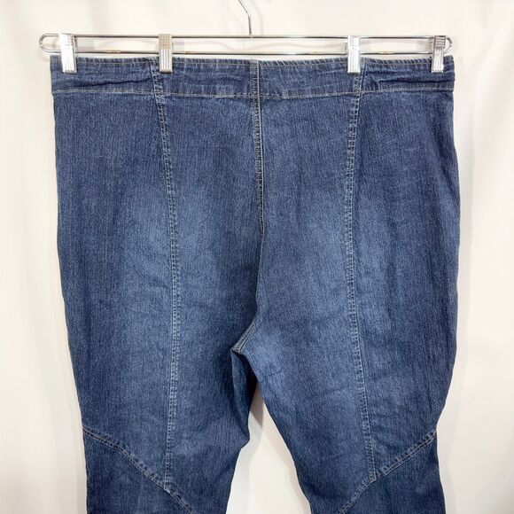 Denim 24 7 Roamans Plus Size 26W Jeans Boot Cut Flare‎ Button Hem Dark Blue 1359 - Picture 9 of 12